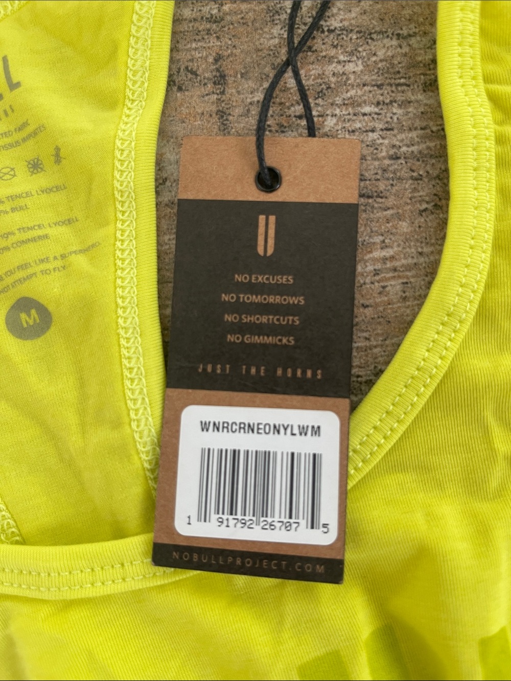NWT NoBull Project Neon Yellow Racerback Tank Top Medium M - Picture 6 of 7